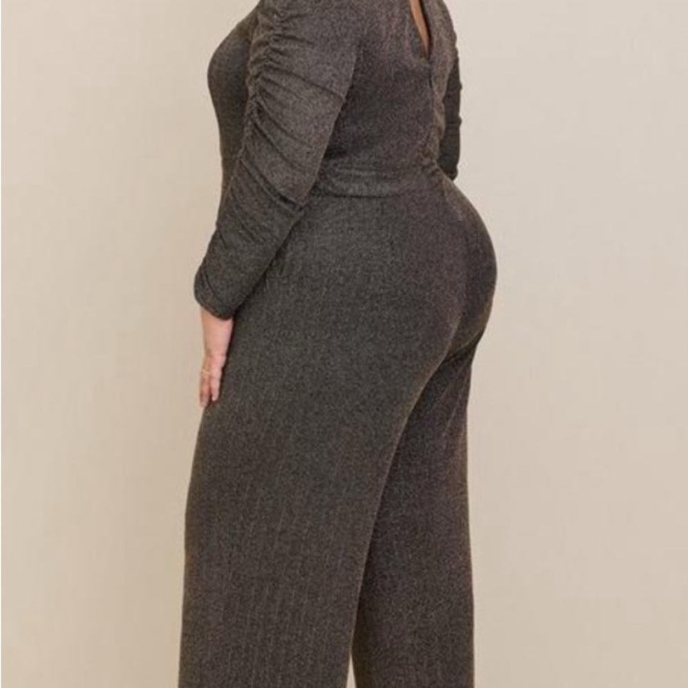 torrid Charcoal Ribbed Wide-Leg Knit Jumpsuit